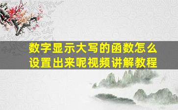 数字显示大写的函数怎么设置出来呢视频讲解教程