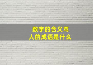 数字的含义骂人的成语是什么