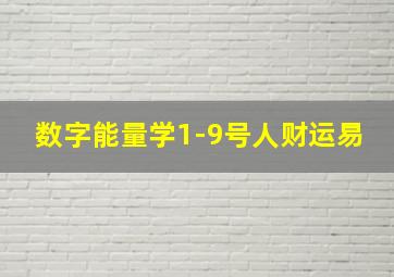 数字能量学1-9号人财运易