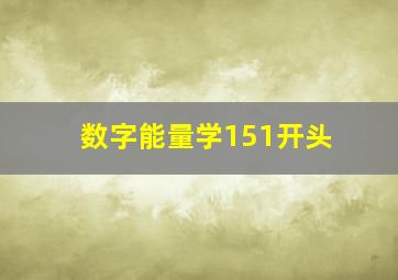 数字能量学151开头