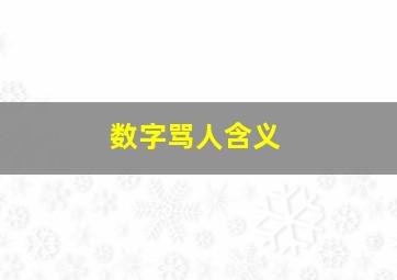 数字骂人含义