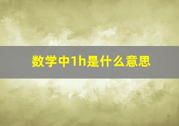 数学中1h是什么意思