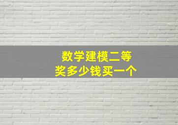 数学建模二等奖多少钱买一个