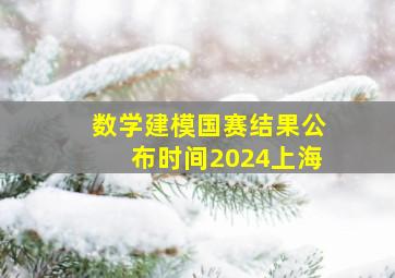 数学建模国赛结果公布时间2024上海