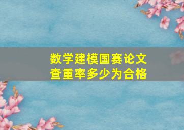 数学建模国赛论文查重率多少为合格