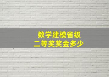 数学建模省级二等奖奖金多少