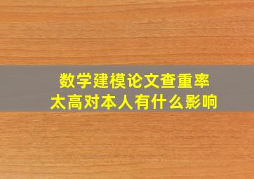 数学建模论文查重率太高对本人有什么影响