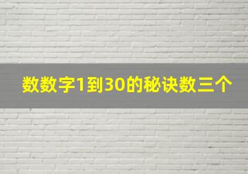 数数字1到30的秘诀数三个