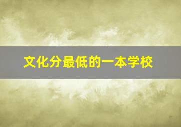 文化分最低的一本学校