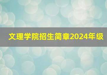 文理学院招生简章2024年级