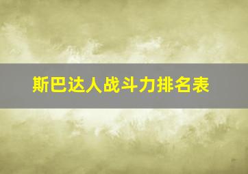 斯巴达人战斗力排名表