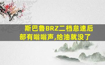 斯巴鲁BRZ二档怠速后部有嗡嗡声,给油就没了