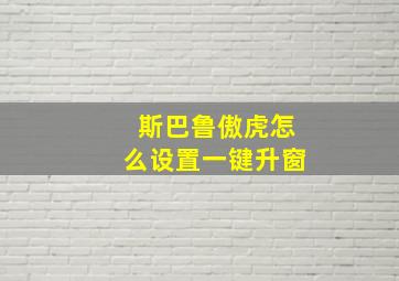 斯巴鲁傲虎怎么设置一键升窗