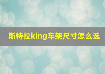 斯特拉king车架尺寸怎么选