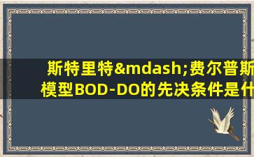 斯特里特—费尔普斯模型BOD-DO的先决条件是什么