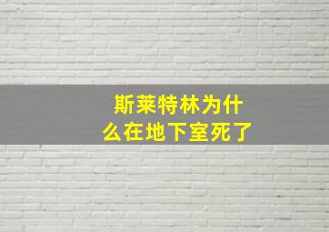 斯莱特林为什么在地下室死了