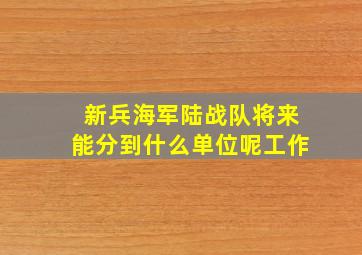 新兵海军陆战队将来能分到什么单位呢工作