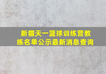 新疆天一篮球训练营教练名单公示最新消息查询