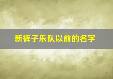 新裤子乐队以前的名字