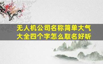 无人机公司名称简单大气大全四个字怎么取名好听