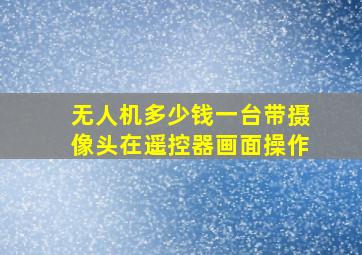 无人机多少钱一台带摄像头在遥控器画面操作