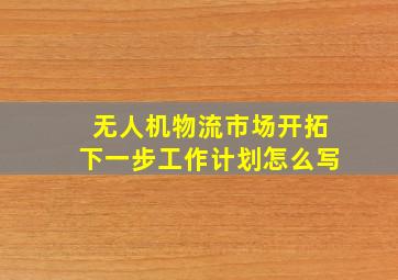 无人机物流市场开拓下一步工作计划怎么写