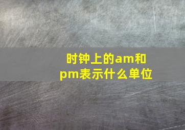 时钟上的am和pm表示什么单位