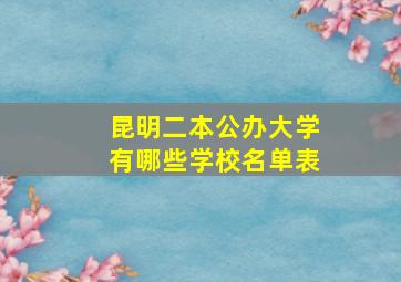 昆明二本公办大学有哪些学校名单表