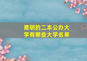 昆明的二本公办大学有哪些大学名单