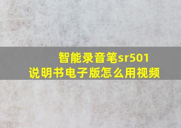 智能录音笔sr501说明书电子版怎么用视频