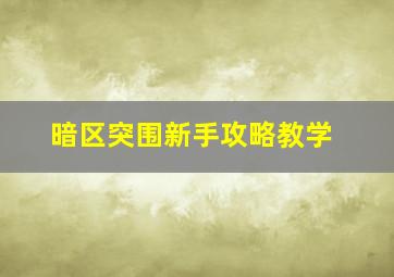 暗区突围新手攻略教学