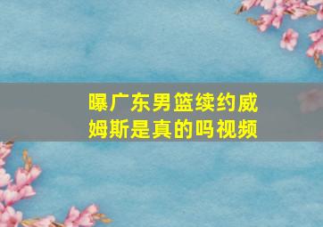 曝广东男篮续约威姆斯是真的吗视频