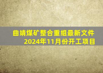 曲靖煤矿整合重组最新文件2024年11月份开工项目