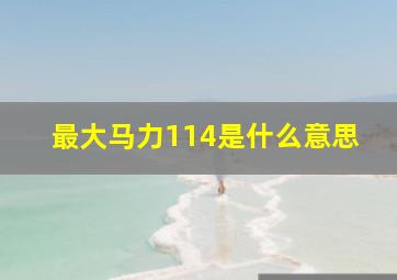 最大马力114是什么意思