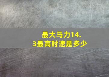 最大马力14.3最高时速是多少