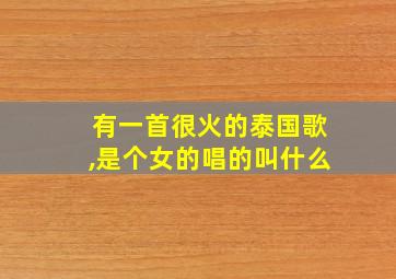 有一首很火的泰国歌,是个女的唱的叫什么