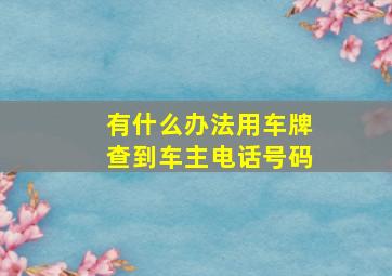 有什么办法用车牌查到车主电话号码