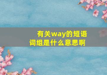 有关way的短语词组是什么意思啊