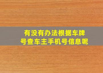 有没有办法根据车牌号查车主手机号信息呢