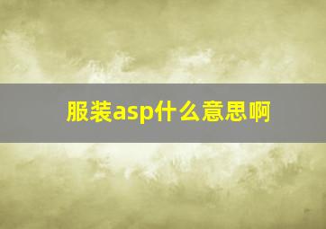 服装asp什么意思啊