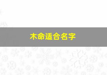 木命适合名字