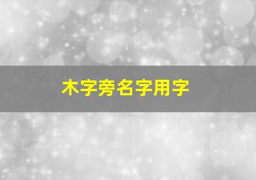 木字旁名字用字