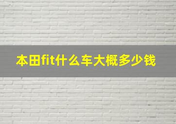 本田fit什么车大概多少钱