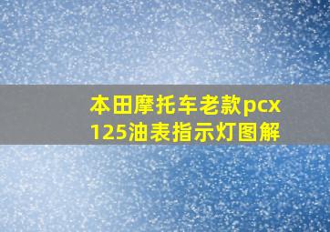 本田摩托车老款pcx125油表指示灯图解