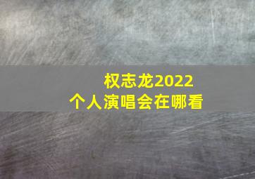 权志龙2022个人演唱会在哪看