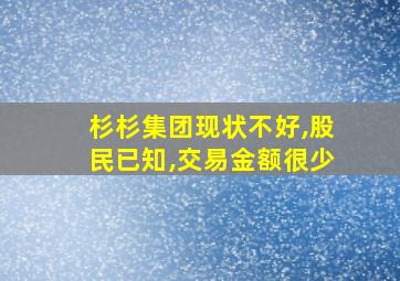 杉杉集团现状不好,股民已知,交易金额很少