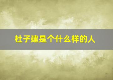 杜子建是个什么样的人