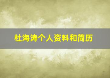 杜海涛个人资料和简历