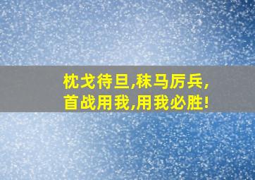 枕戈待旦,秣马厉兵,首战用我,用我必胜!