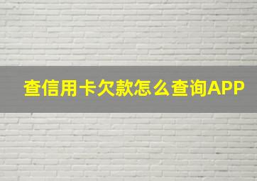 查信用卡欠款怎么查询APP